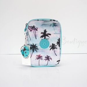 NWT Kipling KI6002 100 Pens Case Pencil Accessory Polyester Shadow Palm Multi 54